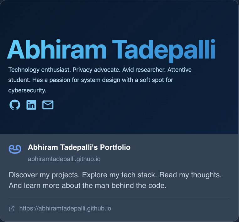 Example of a link preview for this website